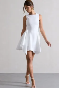 Scout | White Sleeveless Draped Hem Mini Dress