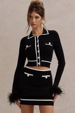 Seine | Black Knit Mini Skirt