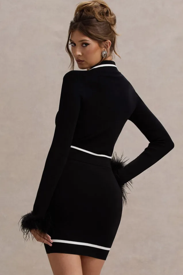 Seine | Black Knit Mini Skirt