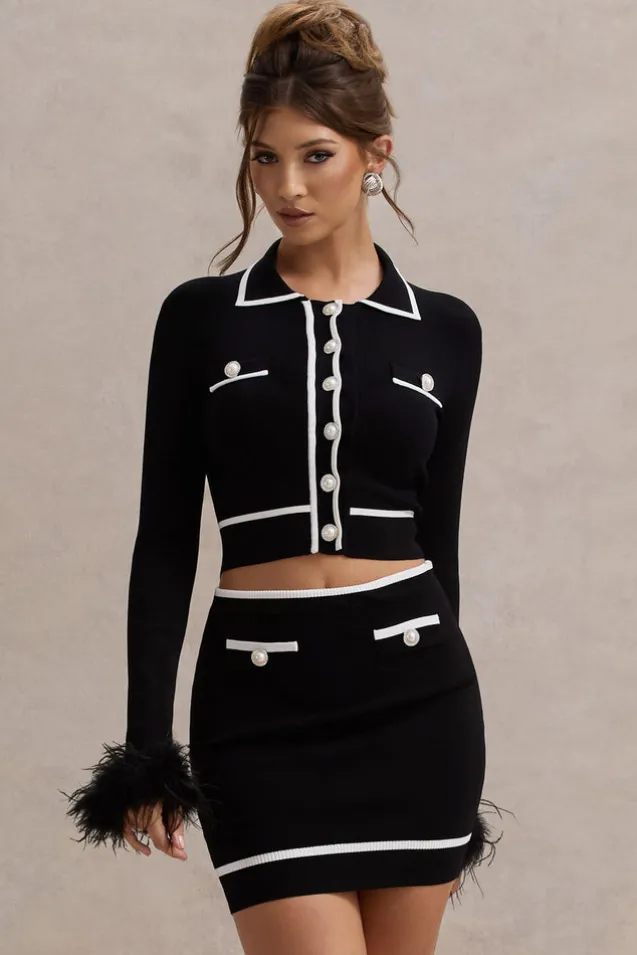 Seine | Black Knit Mini Skirt