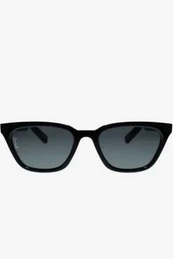 Seva | Otra Black Rounded Slim Cat Eye Sunglasses