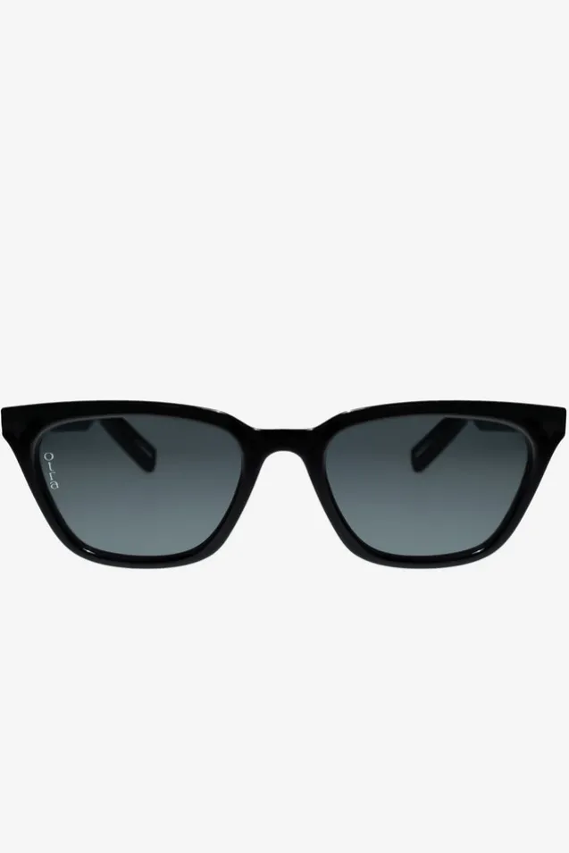 Seva | Otra Black Rounded Slim Cat Eye Sunglasses