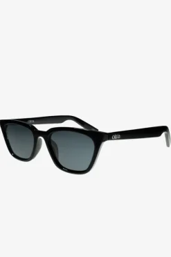 Seva | Otra Black Rounded Slim Cat Eye Sunglasses