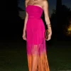 Sherbet | Pink u0026 Orange Ombre Fringe Maxi Skirt