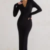 Shira | Black Long-Sleeve Hooded Maxi Dress