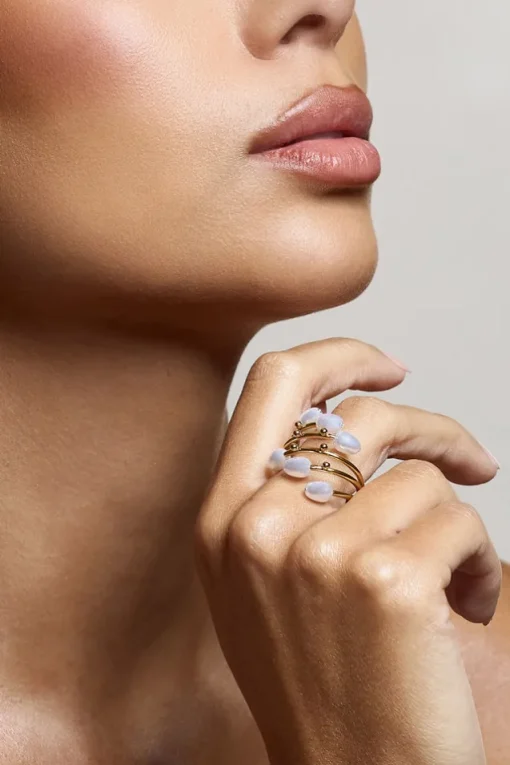 Shiraz | Gold Cluster Ring With Pearls