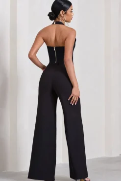 Signature | Black Split Wide-Leg Tailored Trousers