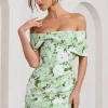 Snowdrop | White u0026 Green Floral Print Wrap Mini Dress