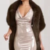 Softly | Brown Faux Fur Pull-Through Shawl
