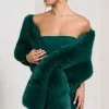 Softly | Green Faux Fur Pull-Through Shawl