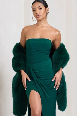 Softly | Green Faux Fur Pull-Through Shawl