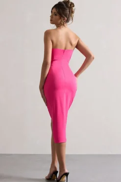 Soulmate | Hot Pink Bandeau Midi dress