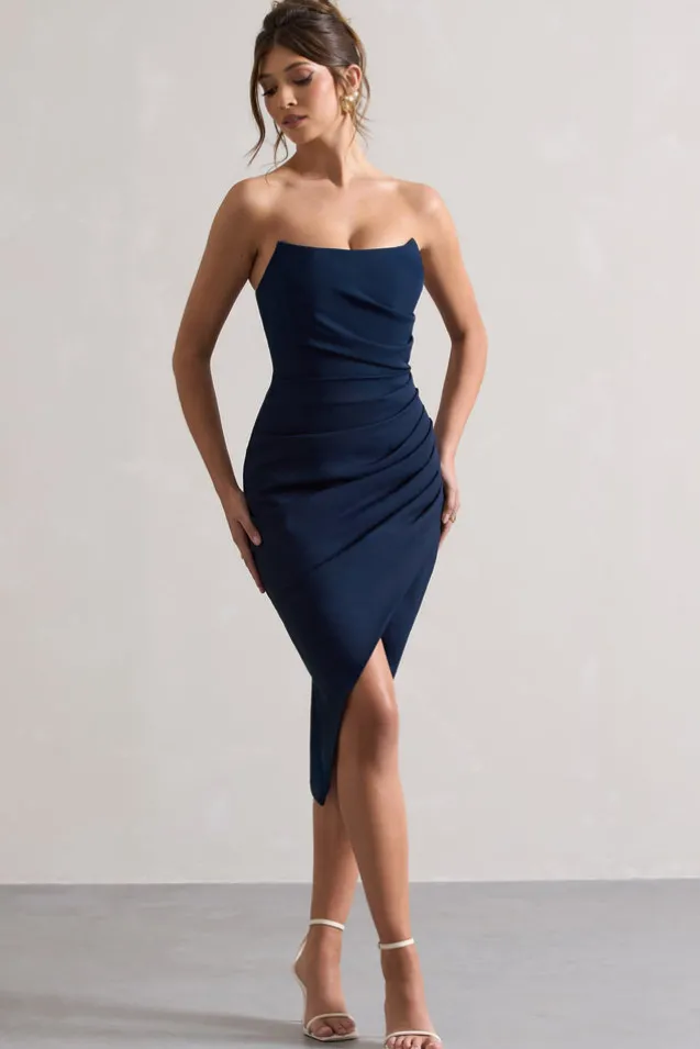 Soulmate | Navy Bandeau Midi dress