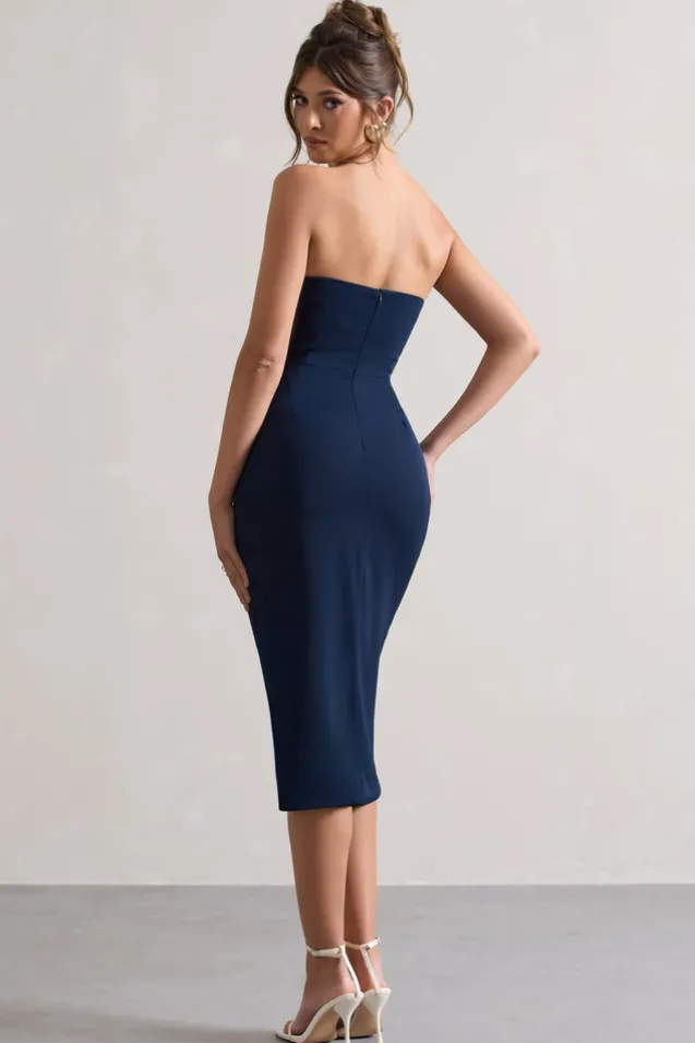 Soulmate | Navy Bandeau Midi dress