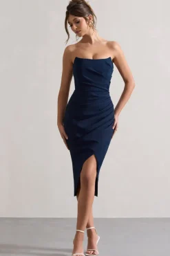 Soulmate | Navy Bandeau Midi dress