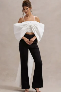Souvenir | White Satin Top With Oversized Bow