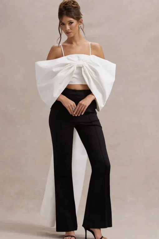 Souvenir | White Satin Top With Oversized Bow