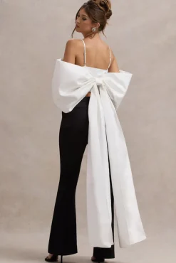 Souvenir | White Satin Top With Oversized Bow