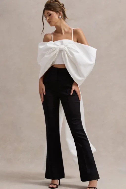 Souvenir | White Satin Top With Oversized Bow