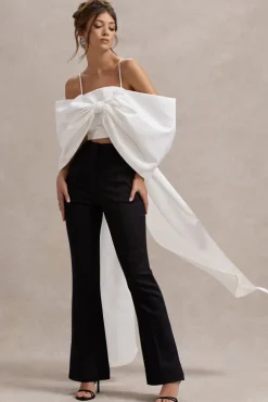 Souvenir | White Satin Top With Oversized Bow