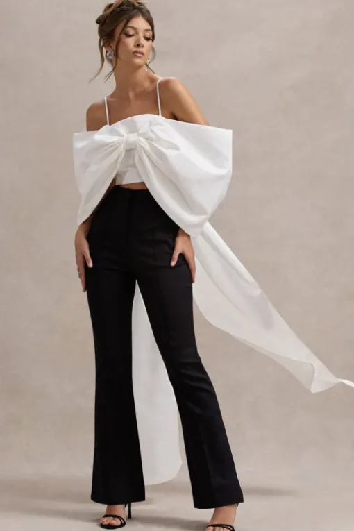 Souvenir | White Satin Top With Oversized Bow