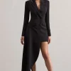 Spiral | Black Tailored Blazer Mini Dress With Asymmetric Hem
