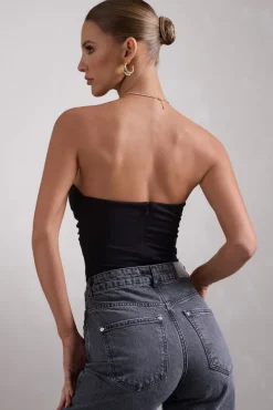 Splendid | Black Cut-Out Ruched Bodysuit