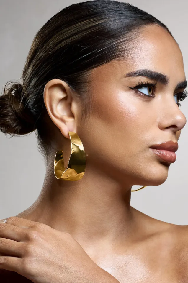 Splendor | Gold Textured Chunky Hoop Earrings