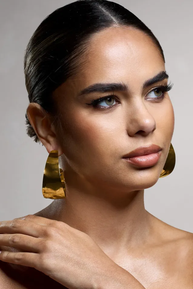 Splendor | Gold Textured Chunky Hoop Earrings