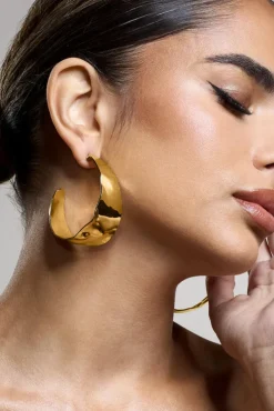 Splendor | Gold Textured Chunky Hoop Earrings