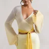 Sun Seeker | Yellow Ombre Flared-Sleeve Wrap Top