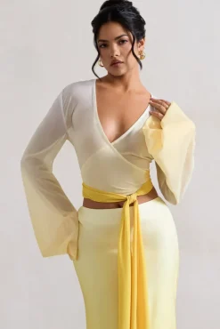 Sun Seeker | Yellow Ombre Flared-Sleeve Wrap Top