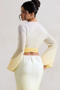Sun Seeker | Yellow Ombre Flared-Sleeve Wrap Top