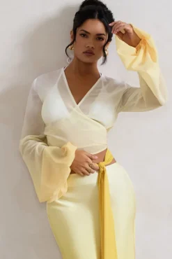 Sun Seeker | Yellow Ombre Flared-Sleeve Wrap Top