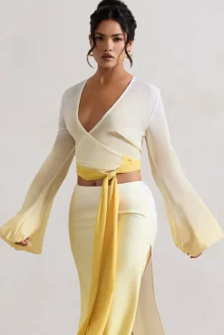 Sun Seeker | Yellow Ombre Flared-Sleeve Wrap Top