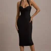 Supermodel | Black Halter-Neck Corset Midi Dress