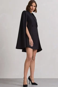 Suri | Black Tailored Cape Blazer Dress