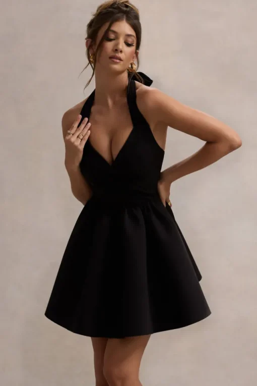 Suvi | Black Halter-Neck Mini Dress