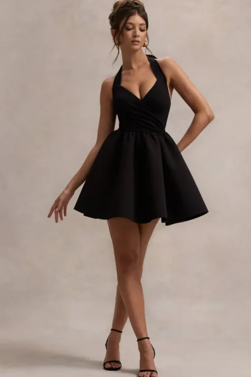 Suvi | Black Halter-Neck Mini Dress