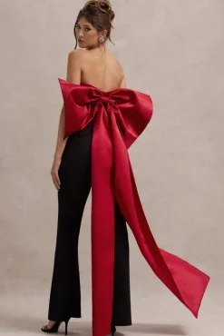 Sweet Escape | Red Satin Crop Top With Oversized Satin Bow