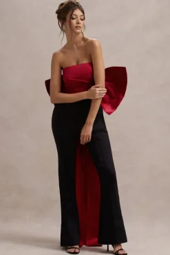 Sweet Escape | Red Satin Crop Top With Oversized Satin Bow