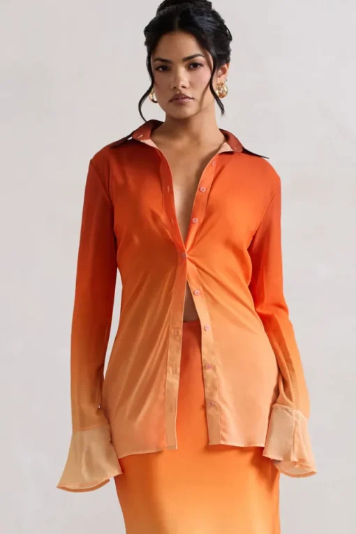 Tahiti | Orange Ombre Flared-Sleeve Shirt
