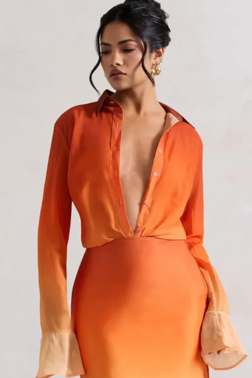 Tahiti | Orange Ombre Flared-Sleeve Shirt