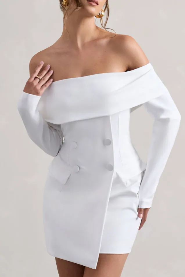 Tara | White Bardot Tailored Blazer Dress