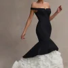 The Greatest | Black u0026 Cream Bardot Maxi Dress With Tulle Skirt
