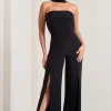 The Next Naomi | Black Halter-Neck Bandeau Split-Leg Jumpsuit