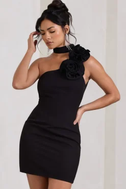 The Party | Black Mini Dress With Ruffled Choker