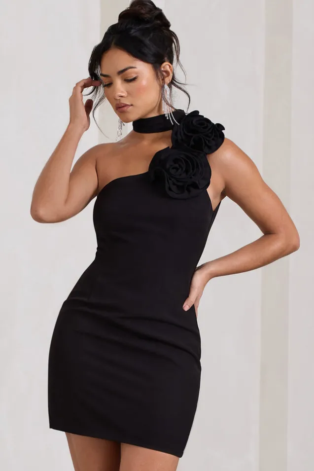 The Party | Black Mini Dress With Ruffled Choker