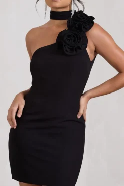 The Party | Black Mini Dress With Ruffled Choker