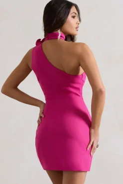 The Social | Dark Pink Mini Dress With Ruffled Choker